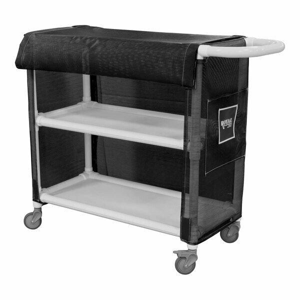 Royal Basket Trucks 32'' Black PVC Linen Cart with 2 Shelves R32-KKX-L2A-3ULN 50AR32KKXL2A3ULN